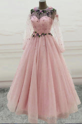 Cute Tulle Applique Long Prom Dress, Evening Dress